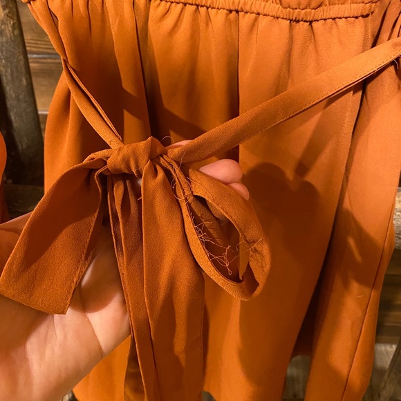 Burnt-Orange Long Sleeve Party Dress Sz Medium - Picture 5 of 8